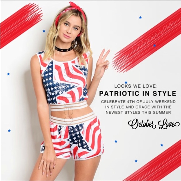 October Love Tops - 🎉🎉🎊Patriotic Crop and Shorts🎉🎉🎊🎊 HOST PICK